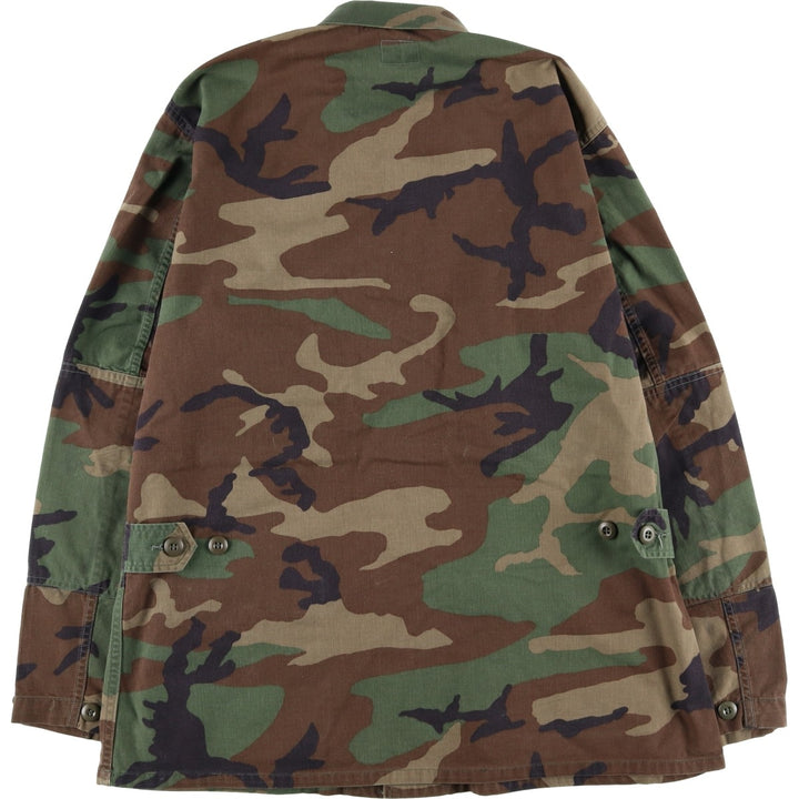 1990'S US Military Camouflage Pattern Woodland Camo BDU Military Jacket, Made in USA, Medium-Regular, Men's Size M, Vintage Nylon Khaki type Vintage Second Hand