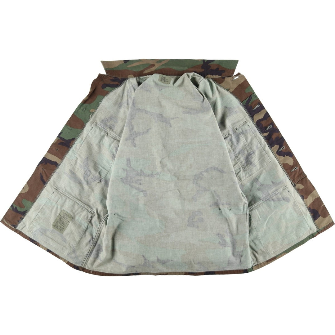 1990'S US Military Camouflage Pattern Woodland Camo BDU Military Jacket, Made in USA, Medium-Regular, Men's Size M, Vintage Nylon Khaki type Vintage Second Hand
