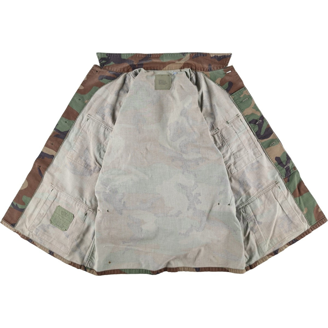 80'S US Military Genuine Camouflage Pattern Woodland Camo BDU Military Jacket Made in USA MEDIUM-REGULAR Men's M Vintage cotton Khaki type Vintage Second Hand