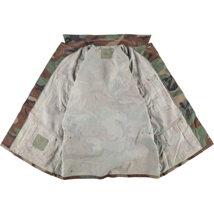 80'S US Military Genuine Camouflage Pattern Woodland Camo BDU Military Jacket Made in USA MEDIUM-REGULAR Men's M Vintage cotton Khaki type Vintage Second Hand