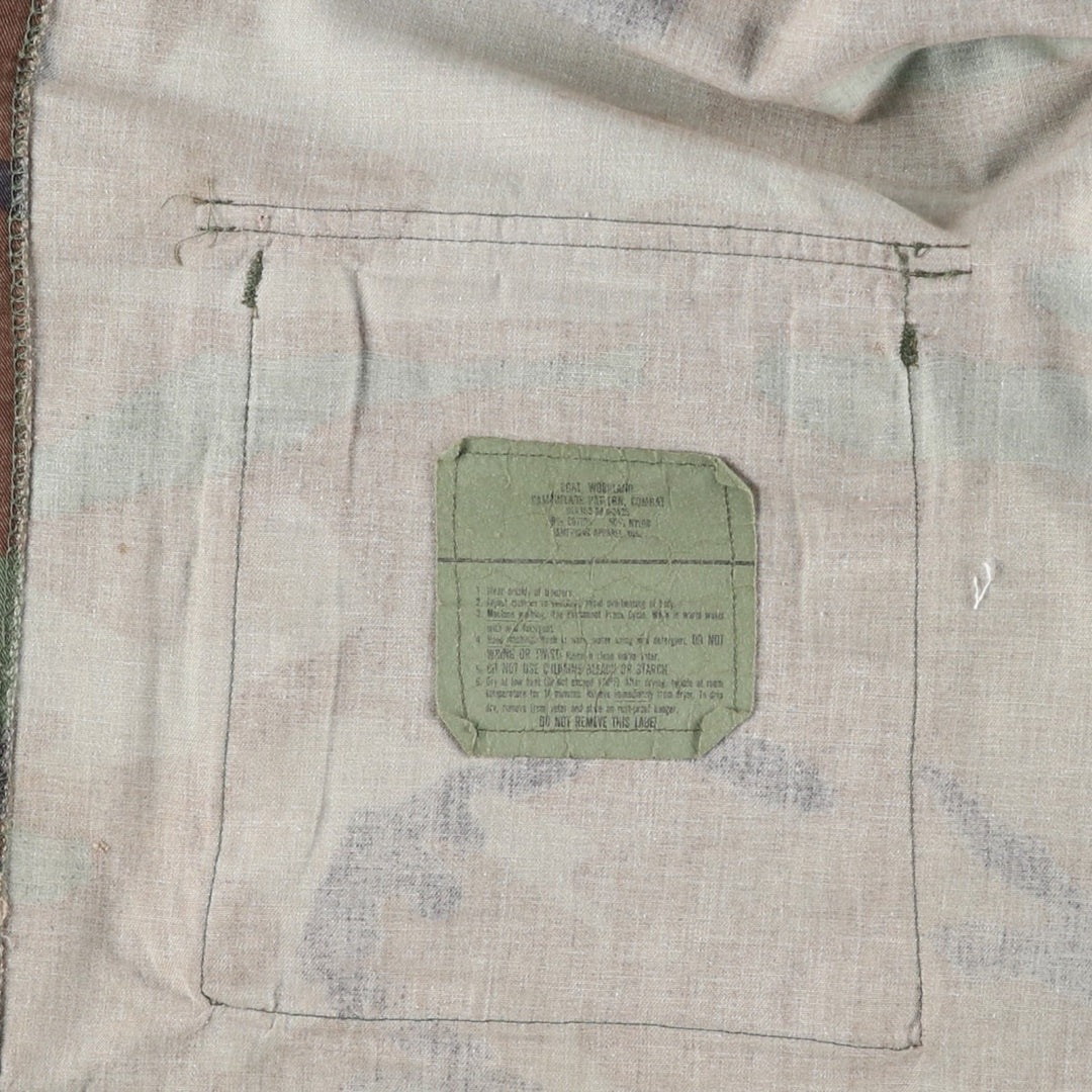 80'S US Military Genuine Camouflage Pattern Woodland Camo BDU Military Jacket Made in USA MEDIUM-REGULAR Men's M Vintage cotton Khaki type Vintage Second Hand