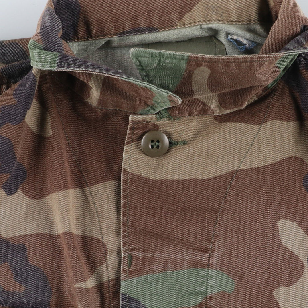 80'S US Military Genuine Camouflage Pattern Woodland Camo BDU Military Jacket Made in USA MEDIUM-REGULAR Men's M Vintage cotton Khaki type Vintage Second Hand