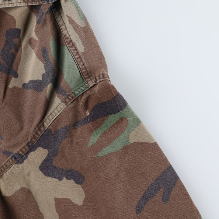 80'S US Military Genuine Camouflage Pattern Woodland Camo BDU Military Jacket Made in USA MEDIUM-REGULAR Men's M Vintage cotton Khaki type Vintage Second Hand
