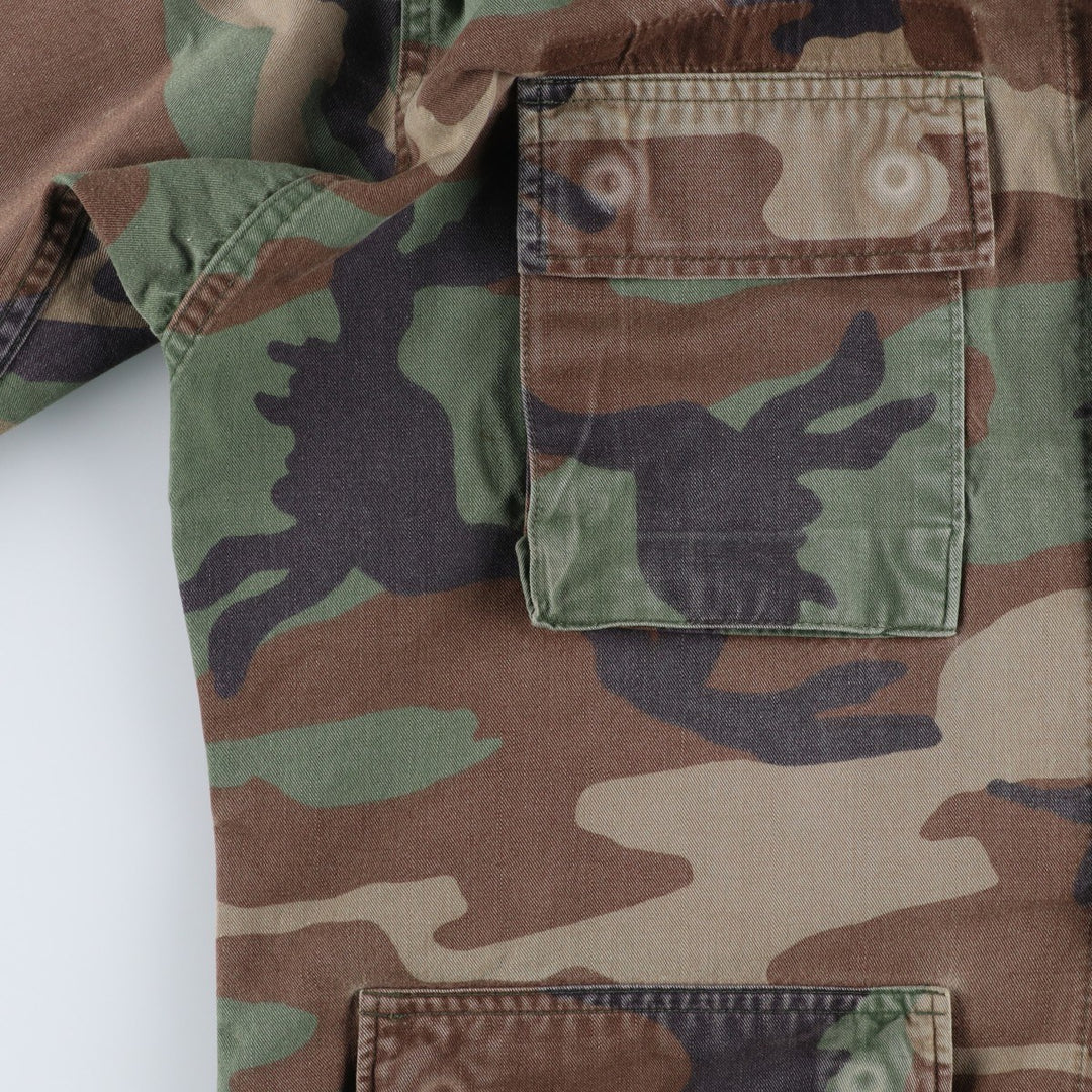 80'S US Military Genuine Camouflage Pattern Woodland Camo BDU Military Jacket Made in USA MEDIUM-REGULAR Men's M Vintage cotton Khaki type Vintage Second Hand