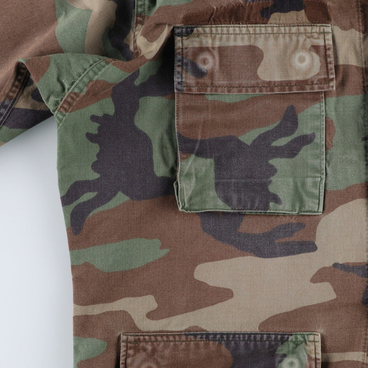 80'S US Military Genuine Camouflage Pattern Woodland Camo BDU Military Jacket Made in USA MEDIUM-REGULAR Men's M Vintage cotton Khaki type Vintage Second Hand