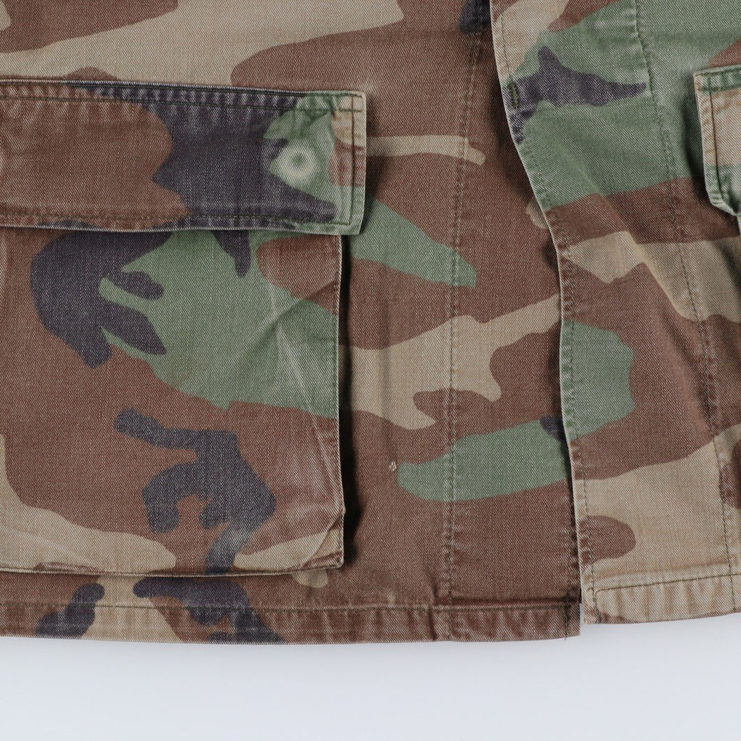 80'S US Military Genuine Camouflage Pattern Woodland Camo BDU Military Jacket Made in USA MEDIUM-REGULAR Men's M Vintage cotton Khaki type Vintage Second Hand
