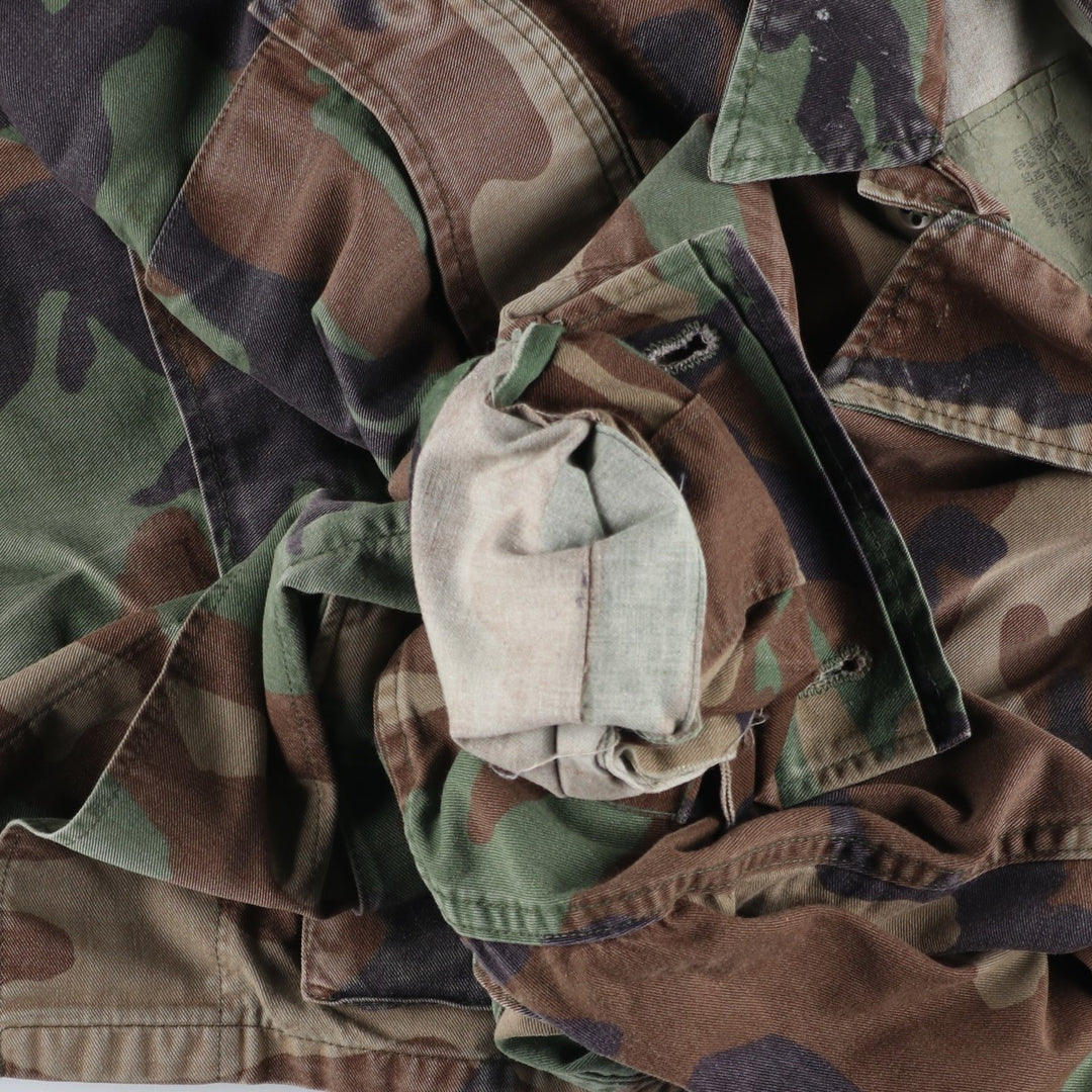 80'S US Military Genuine Camouflage Pattern Woodland Camo BDU Military Jacket Made in USA MEDIUM-REGULAR Men's M Vintage cotton Khaki type Vintage Second Hand