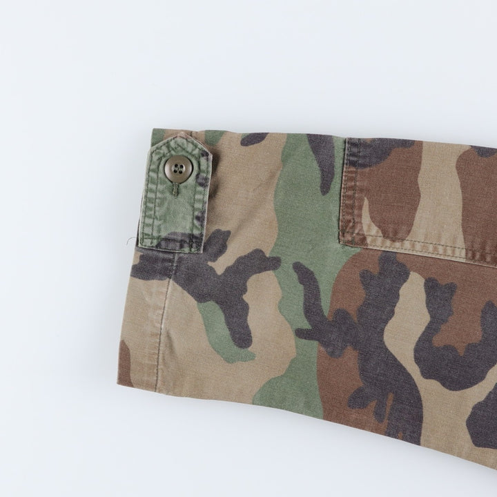 80'S US Military Genuine Camouflage Pattern Woodland Camo BDU Military Jacket Made in USA MEDIUM-REGULAR Men's M Vintage cotton Khaki type Vintage Second Hand