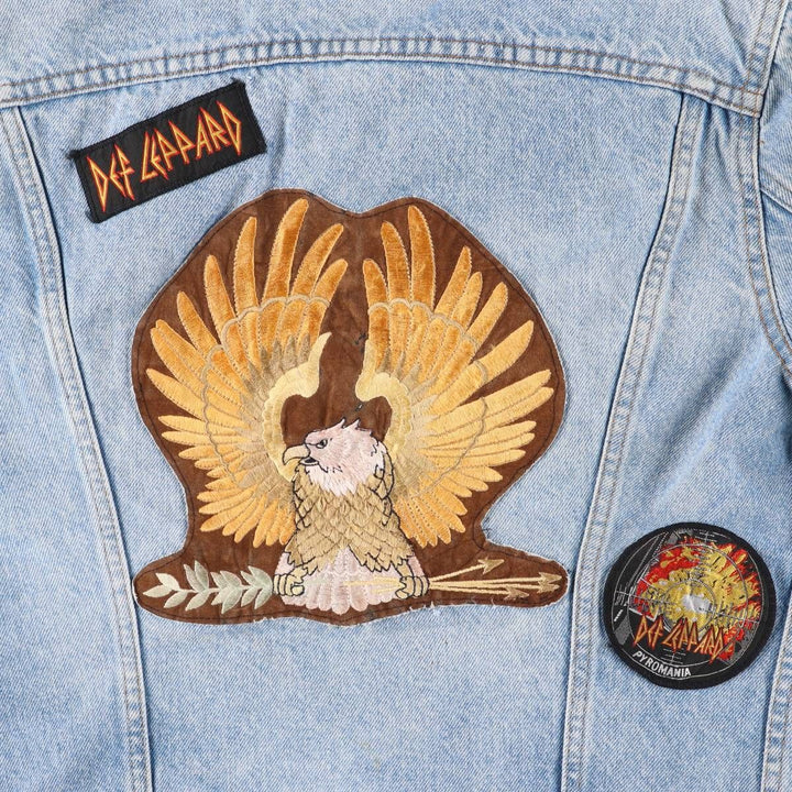 90'S Levi's 71506-0214 Stars and Stripes Custom Denim Jacket, Made in USA, Men's Size Small, Vintage cotton blue type Vintage Second Hand