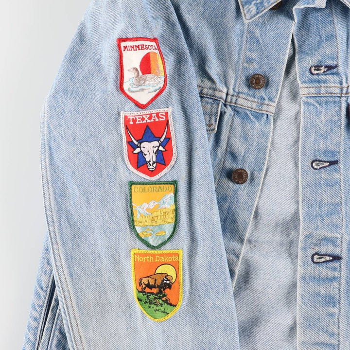 90'S Levi's 71506-0214 Stars and Stripes Custom Denim Jacket, Made in USA, Men's Size Small, Vintage cotton blue type Vintage Second Hand