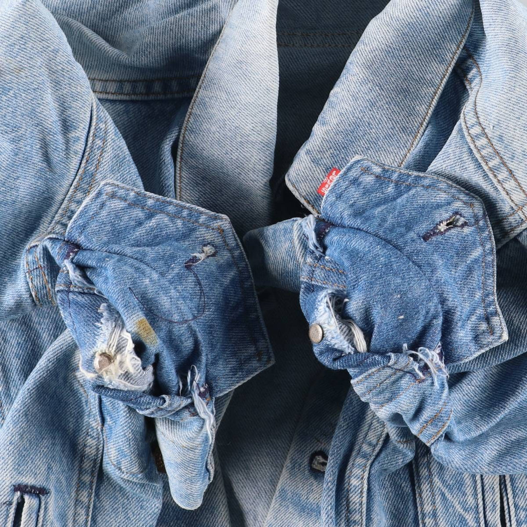 90'S Levi's 71506-0214 Stars and Stripes Custom Denim Jacket, Made in USA, Men's Size Small, Vintage cotton blue type Vintage Second Hand