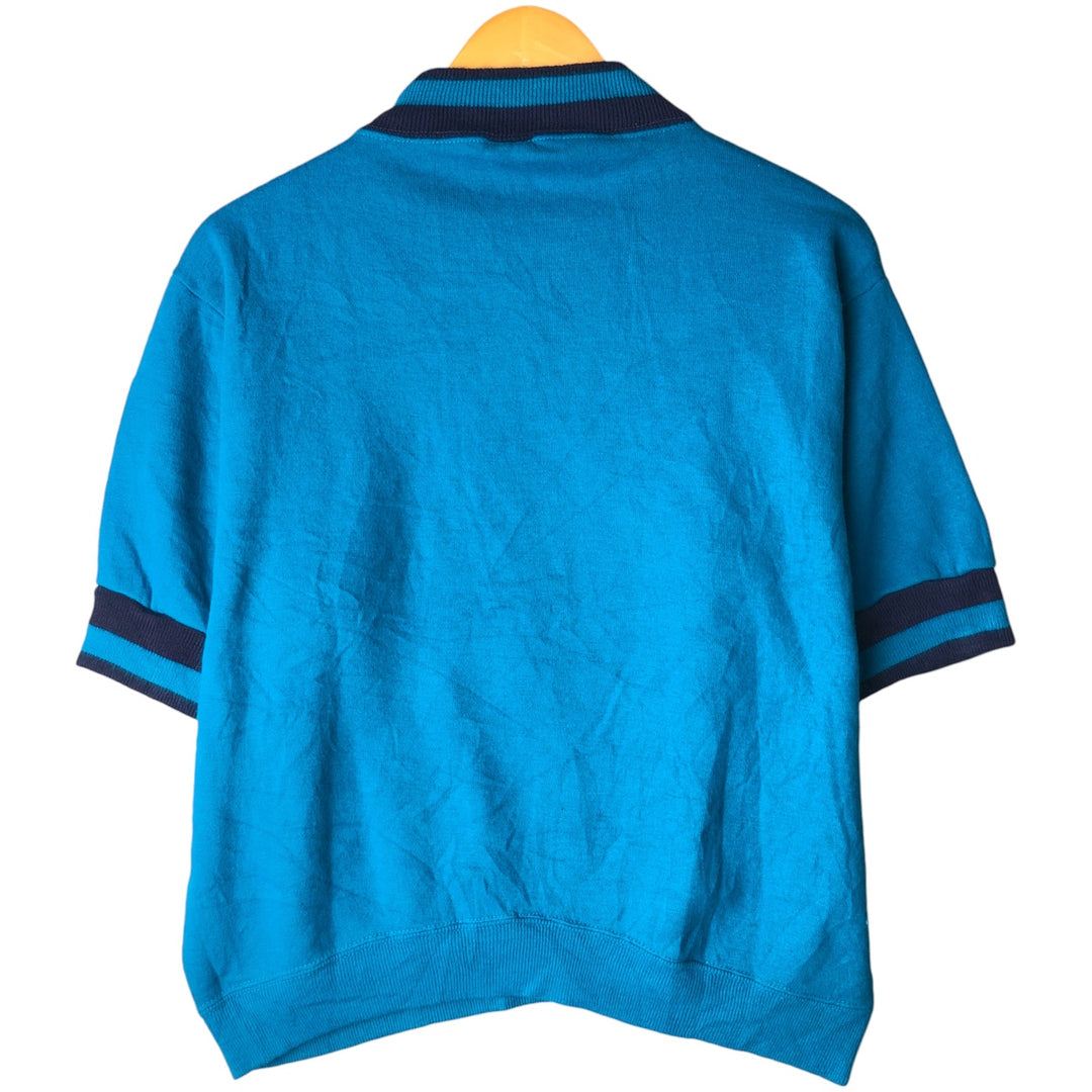 Springfoot Short Sleeve High Neck Acrylic Knit Sweater, Men's Size L, Vintage Oron Acrylic blue type Vintage Second Hand