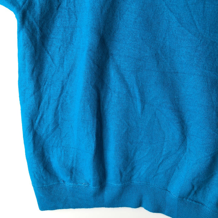 Springfoot Short Sleeve High Neck Acrylic Knit Sweater, Men's Size L, Vintage Oron Acrylic blue type Vintage Second Hand