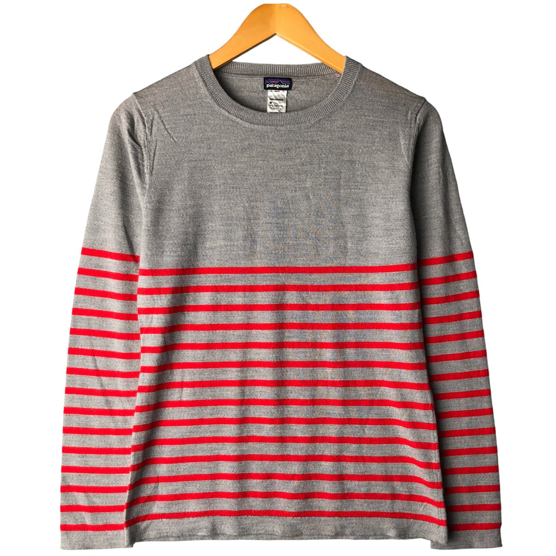 Patagonia 51346FA13 Striped Merino Wool Knit Sweater, Women's, Size L Merino wool gray type Vintage Second Hand