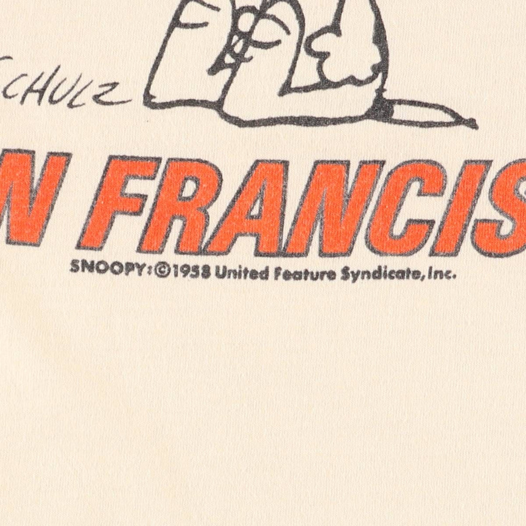 Vintage 1970'S Artex Snoopy San Francisco Giants character print long-sleeved T-shirt, women's size M cotton ivory Vintage Second Hand