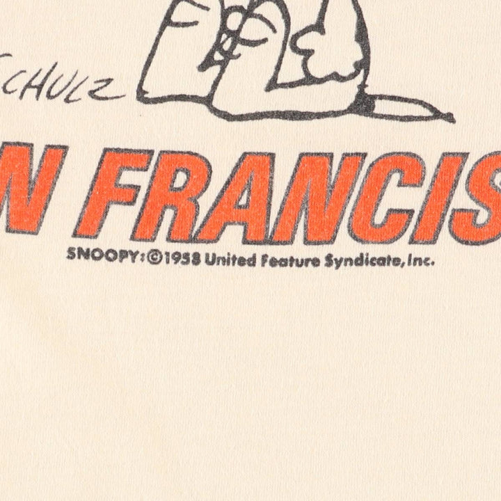 Vintage 1970'S Artex Snoopy San Francisco Giants character print long-sleeved T-shirt, women's size M cotton ivory Vintage Second Hand