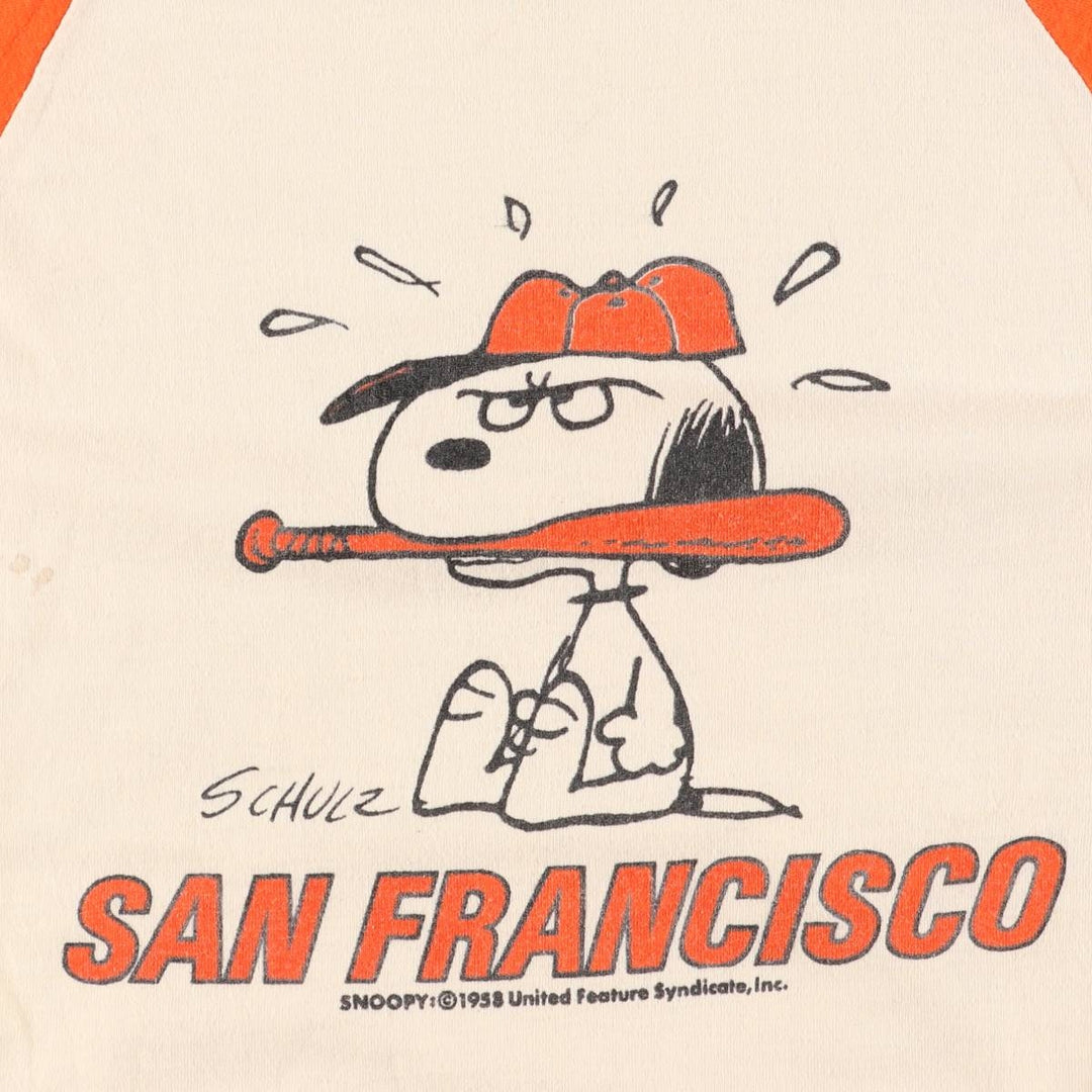 Vintage 1970'S Artex Snoopy San Francisco Giants character print long-sleeved T-shirt, women's size M cotton ivory Vintage Second Hand