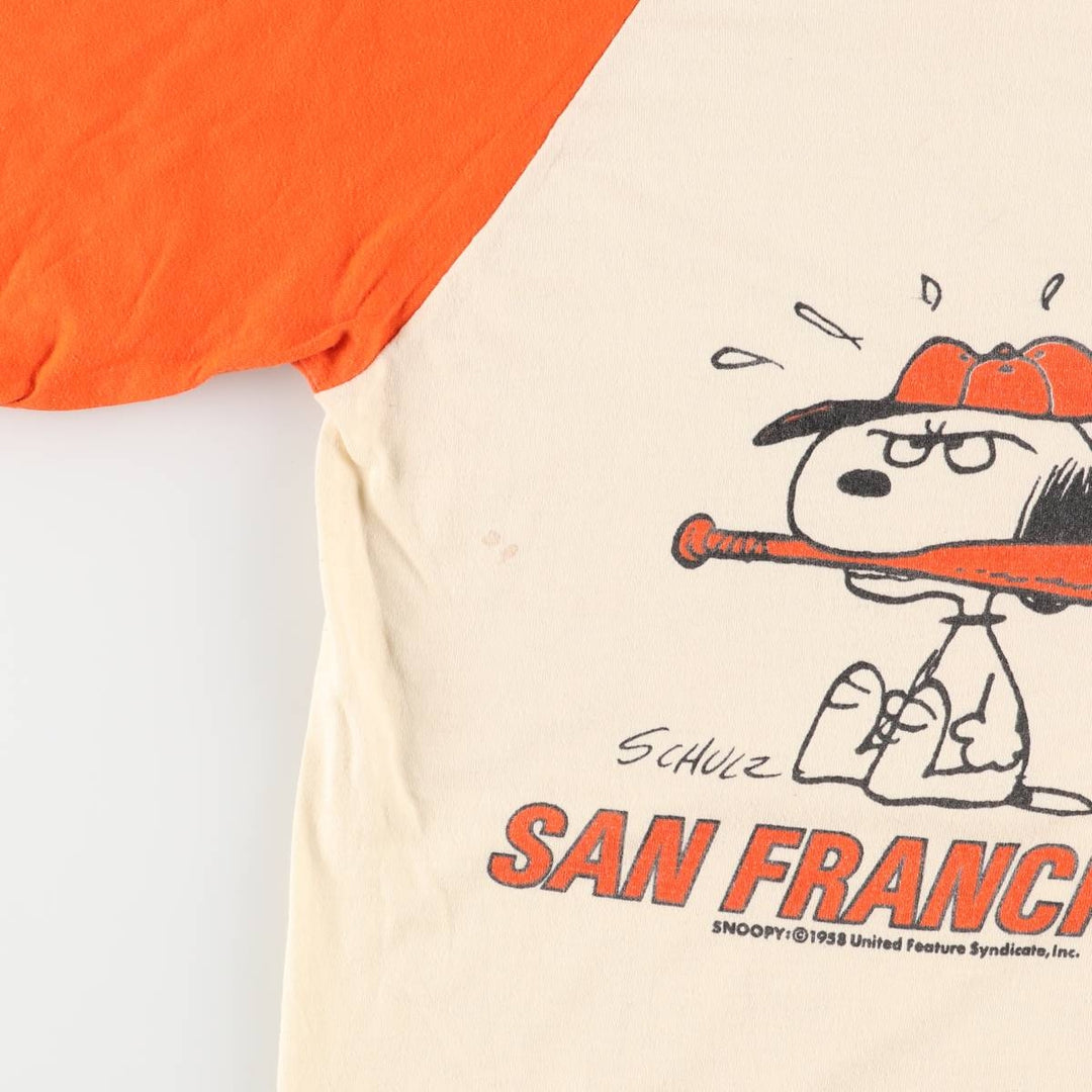 Vintage 1970'S Artex Snoopy San Francisco Giants character print long-sleeved T-shirt, women's size M cotton ivory Vintage Second Hand
