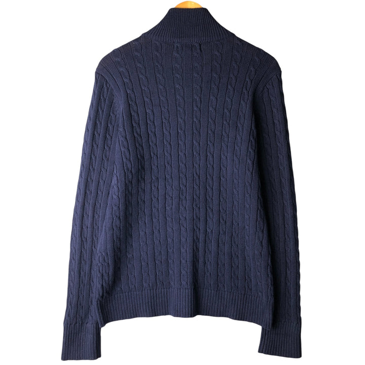 Ralph Lauren L-RL LAUREN ACTIVE Cable Knit Driver's Knit Sweater, Women's Size XL cotton navy blue type Vintage Second Hand
