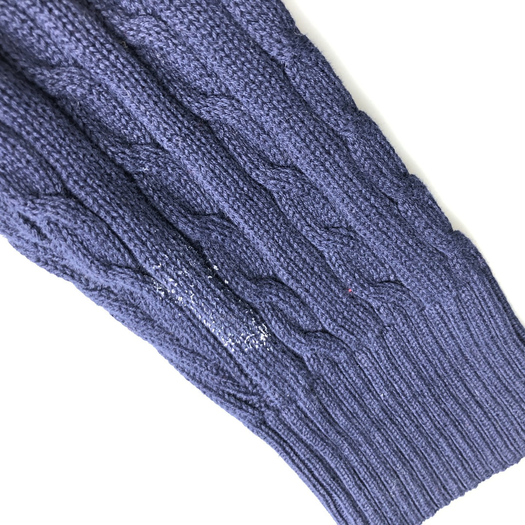 Ralph Lauren L-RL LAUREN ACTIVE Cable Knit Driver's Knit Sweater, Women's Size XL cotton navy blue type Vintage Second Hand
