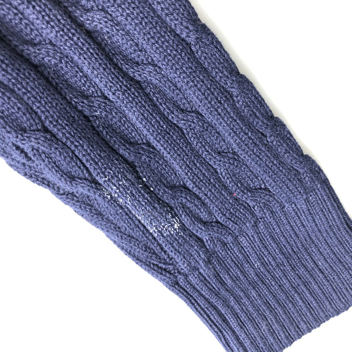 Ralph Lauren L-RL LAUREN ACTIVE Cable Knit Driver's Knit Sweater, Women's Size XL cotton navy blue type Vintage Second Hand