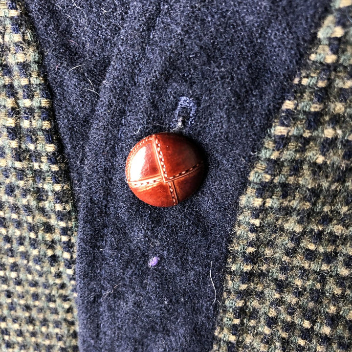 Pendleton Check Pattern Wool Knit Cardigan, Made in USA, Women's Size L wool navy blue type Vintage Second Hand