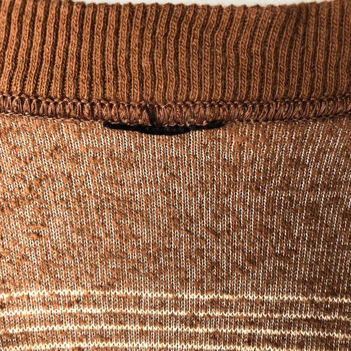 Striped Pattern V-neck Sweatshirt Women's Size L unclear brown type Vintage Second Hand