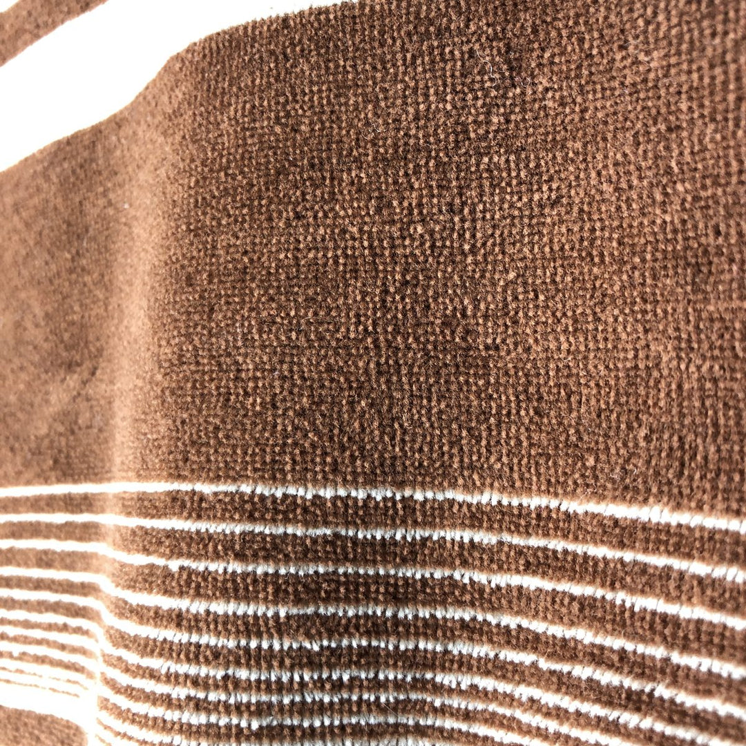 Striped Pattern V-neck Sweatshirt Women's Size L unclear brown type Vintage Second Hand