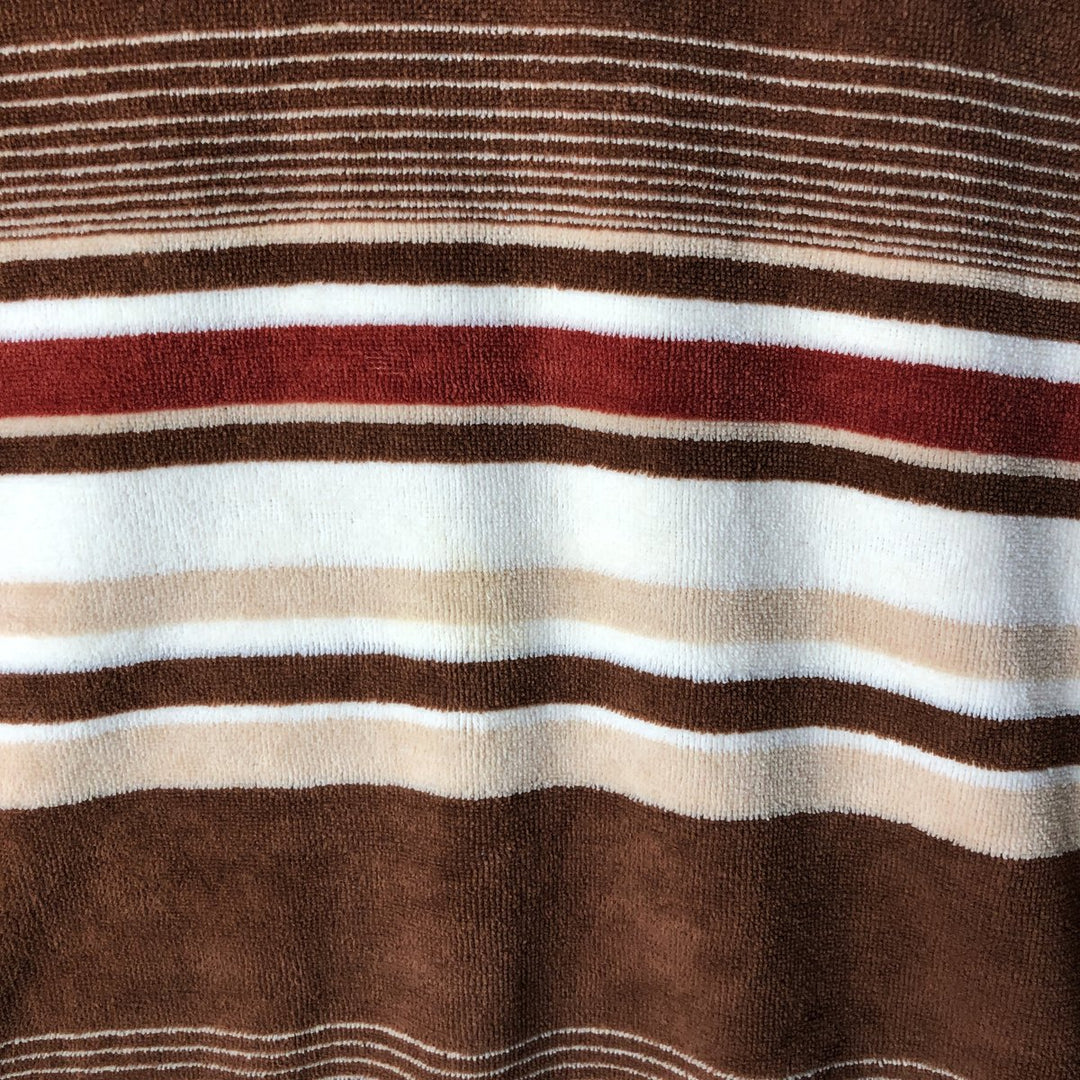 Striped Pattern V-neck Sweatshirt Women's Size L unclear brown type Vintage Second Hand