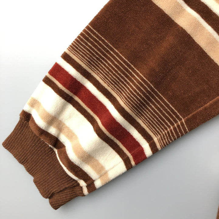 Striped Pattern V-neck Sweatshirt Women's Size L unclear brown type Vintage Second Hand