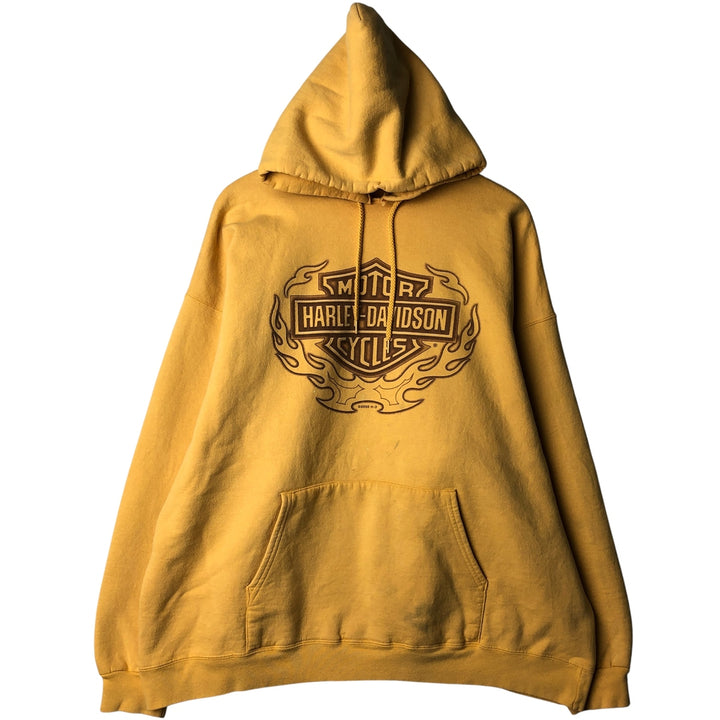 2000'S Harley-Davidson Advertising Pullover Hoodie, Men's XL cotton yellow type Vintage Second Hand