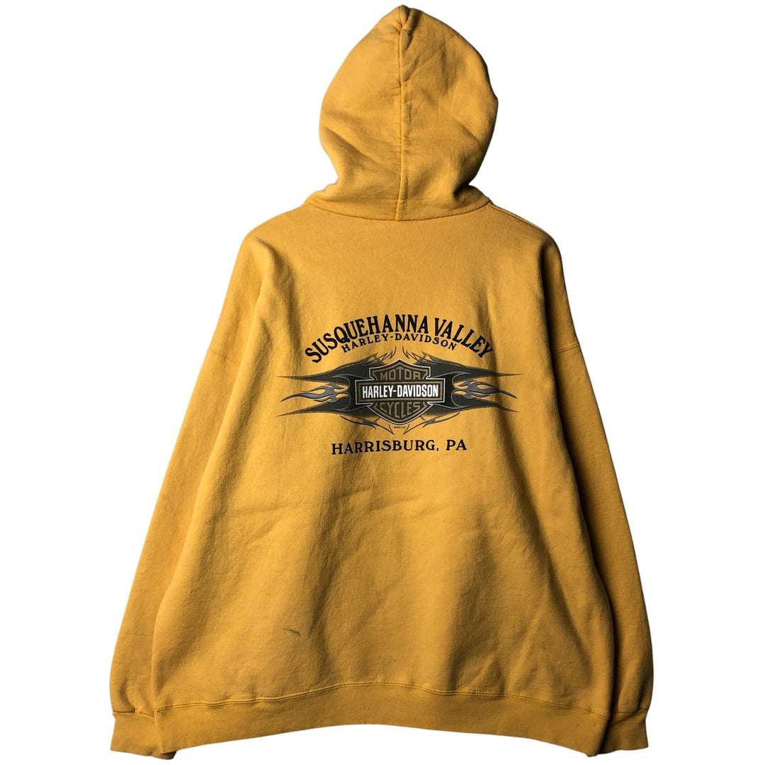 2000'S Harley-Davidson Advertising Pullover Hoodie, Men's XL cotton yellow type Vintage Second Hand