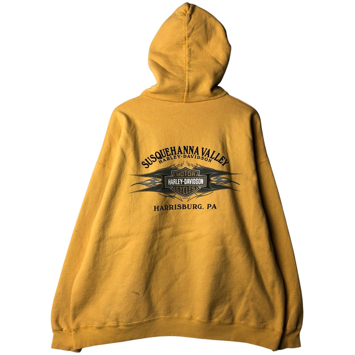 2000'S Harley-Davidson Advertising Pullover Hoodie, Men's XL cotton yellow type Vintage Second Hand