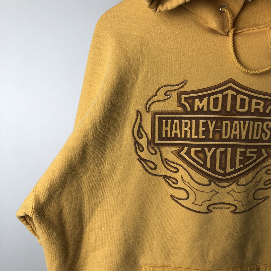 2000'S Harley-Davidson Advertising Pullover Hoodie, Men's XL cotton yellow type Vintage Second Hand