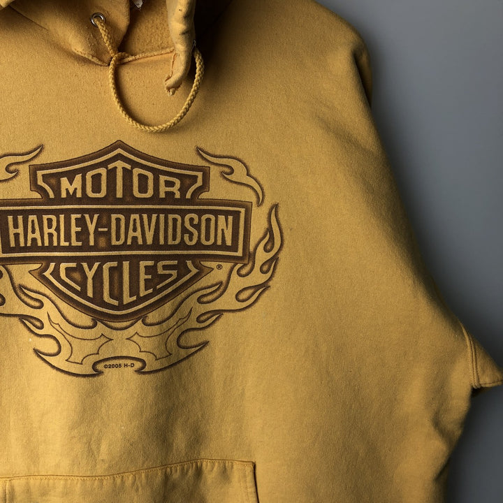 2000'S Harley-Davidson Advertising Pullover Hoodie, Men's XL cotton yellow type Vintage Second Hand