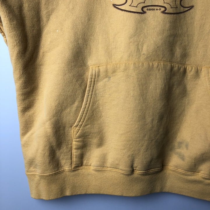 2000'S Harley-Davidson Advertising Pullover Hoodie, Men's XL cotton yellow type Vintage Second Hand