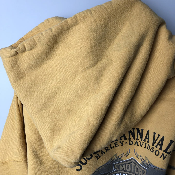 2000'S Harley-Davidson Advertising Pullover Hoodie, Men's XL cotton yellow type Vintage Second Hand