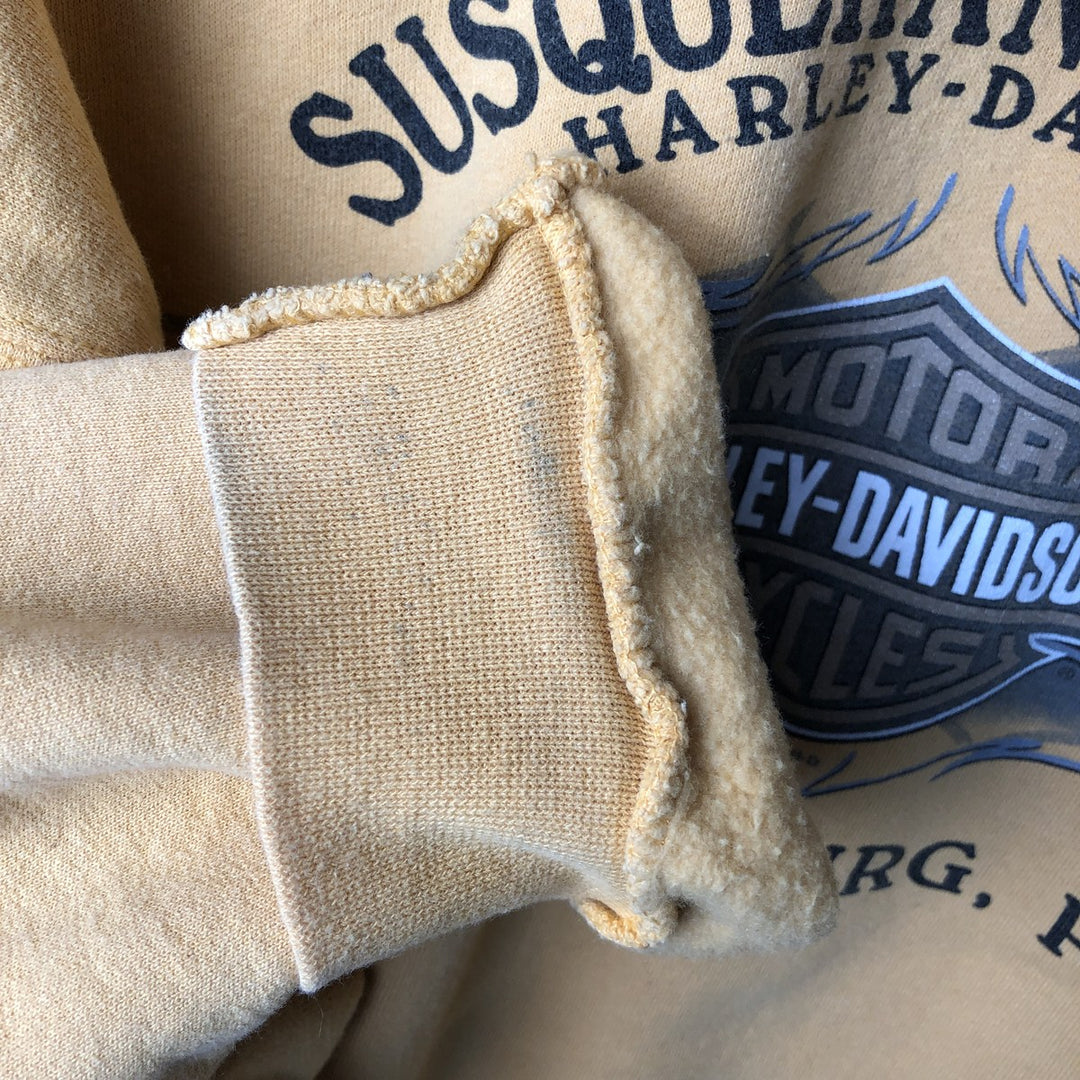 2000'S Harley-Davidson Advertising Pullover Hoodie, Men's XL cotton yellow type Vintage Second Hand