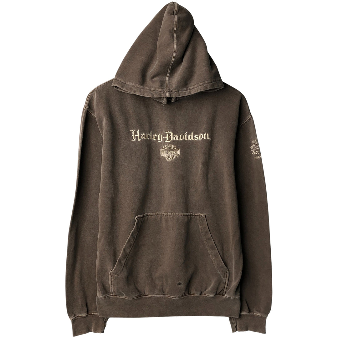 Harley-Davidson Advertising Pullover Hoodie, Men's Size Medium cotton Khaki type Vintage Second Hand