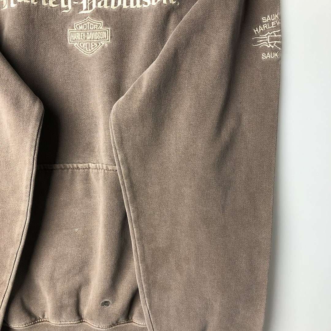 Harley-Davidson Advertising Pullover Hoodie, Men's Size Medium cotton Khaki type Vintage Second Hand