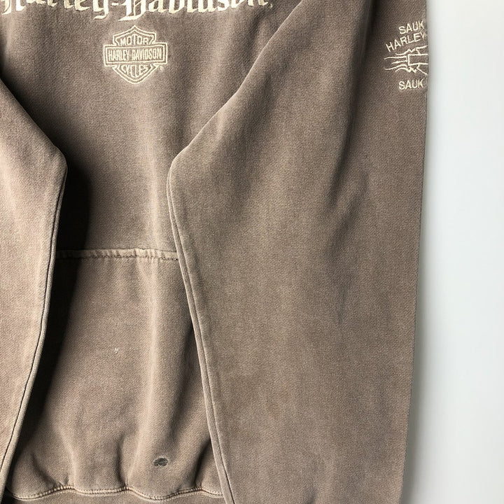 Harley-Davidson Advertising Pullover Hoodie, Men's Size Medium cotton Khaki type Vintage Second Hand