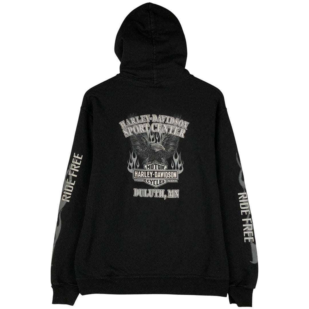 Harley-Davidson Eagle Pattern Advertising Pullover Hoodie, Men's Size Small cotton black type Vintage Second Hand
