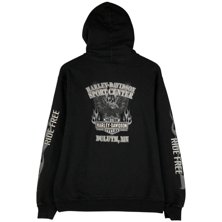 Harley-Davidson Eagle Pattern Advertising Pullover Hoodie, Men's Size Small cotton black type Vintage Second Hand