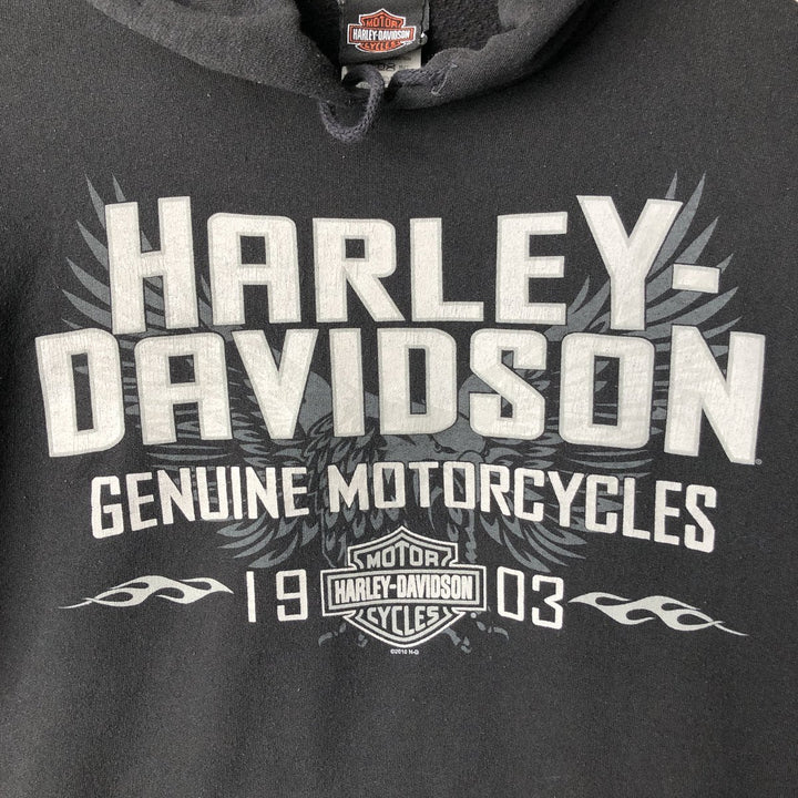 Harley-Davidson Eagle Pattern Advertising Pullover Hoodie, Men's Size Small cotton black type Vintage Second Hand