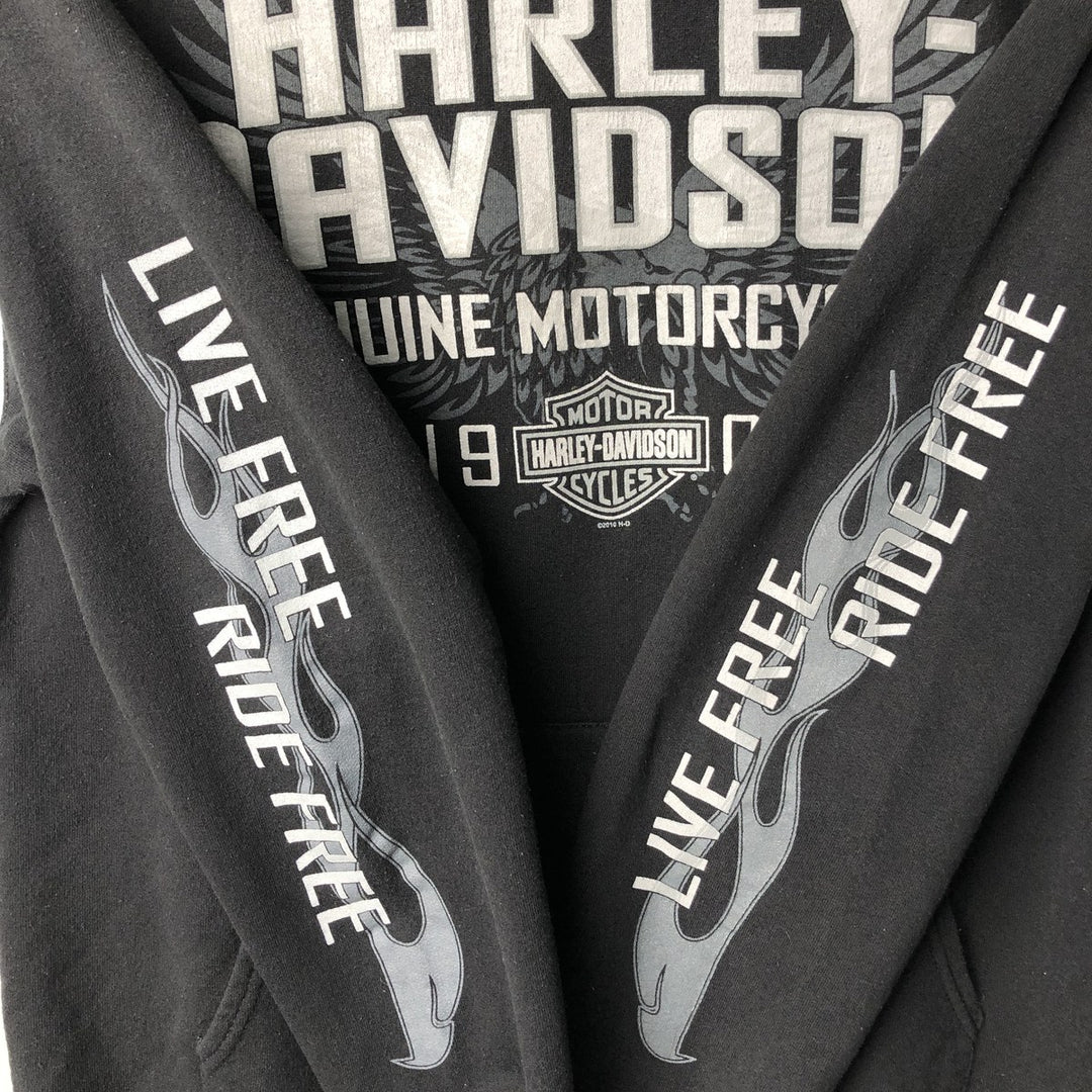 Harley-Davidson Eagle Pattern Advertising Pullover Hoodie, Men's Size Small cotton black type Vintage Second Hand
