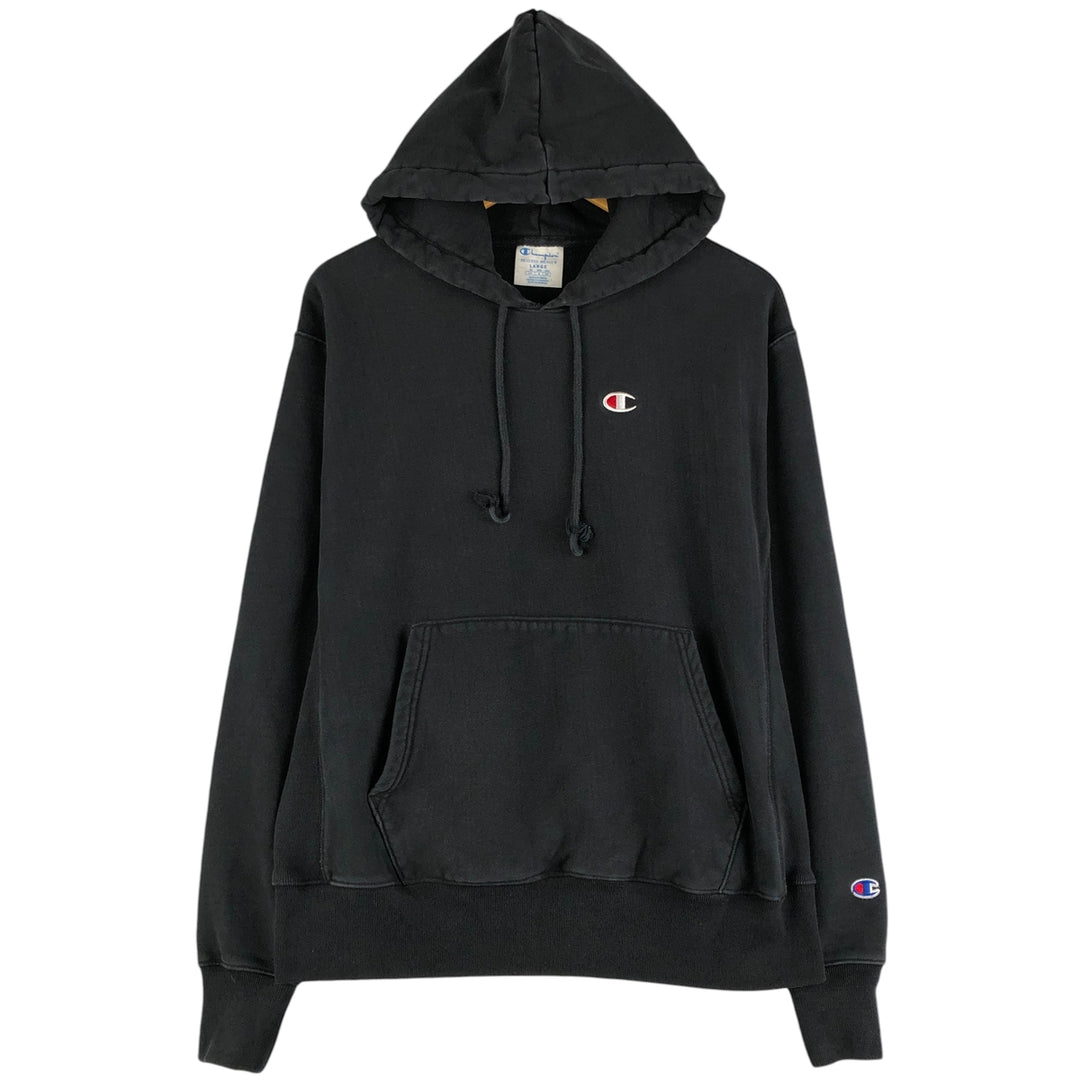 Champion REVERSE WEAVE Reverse Weave Sweat Pullover Hoodie Men's L size cotton black type Vintage Second Hand