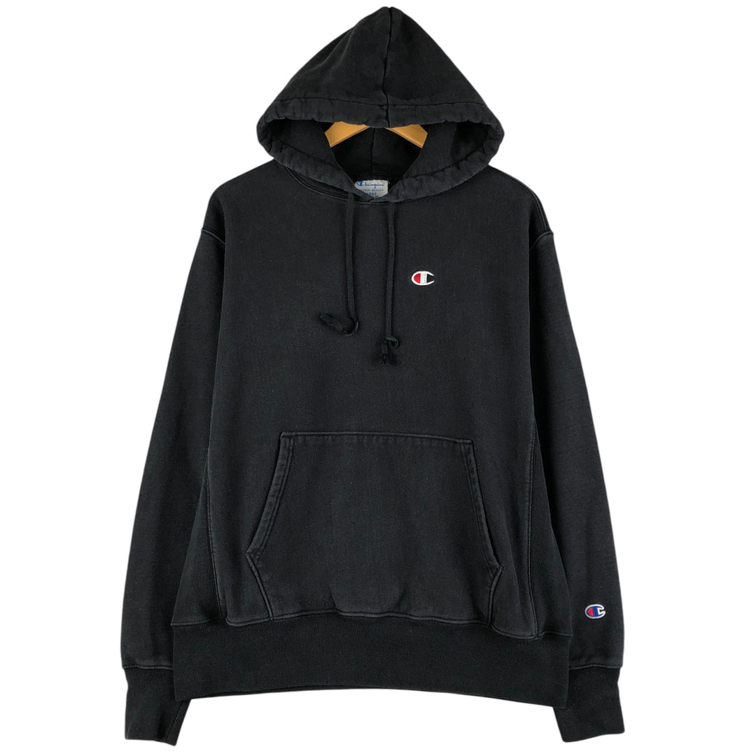 Champion REVERSE WEAVE Reverse Weave Sweat Pullover Hoodie Men's L size cotton black type Vintage Second Hand