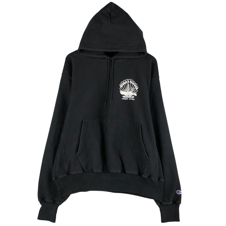 2000'S Champion PREMIUM REVERSE WEAVE Premium Reverse Weave Sweatshirt Pullover Hoodie, Men's Size L cotton black type Vintage Second Hand