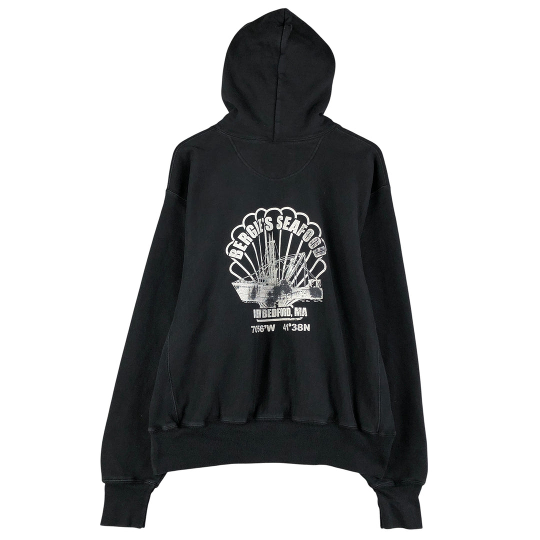 2000'S Champion PREMIUM REVERSE WEAVE Premium Reverse Weave Sweatshirt Pullover Hoodie, Men's Size L cotton black type Vintage Second Hand