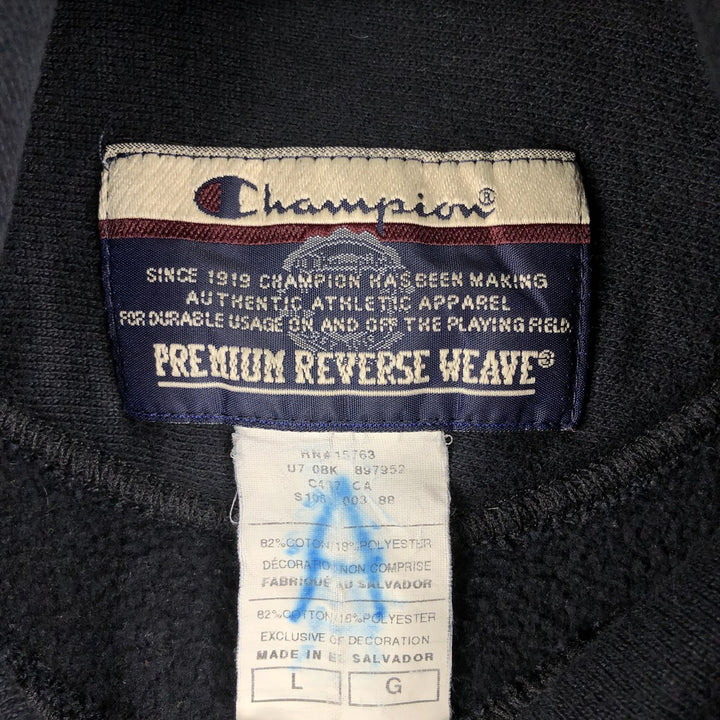 2000'S Champion PREMIUM REVERSE WEAVE Premium Reverse Weave Sweatshirt Pullover Hoodie, Men's Size L cotton black type Vintage Second Hand